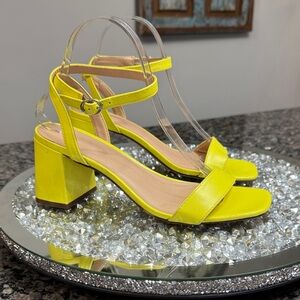 wild fable Yellow Block Heel Ankle-Strap Sandals 8